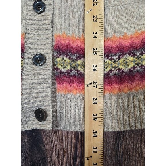 Gap Lamb's Wool Blend Fair Isle Sweater Long V-Neck Colorful Cardigan Women's S - Picture 3 of 12